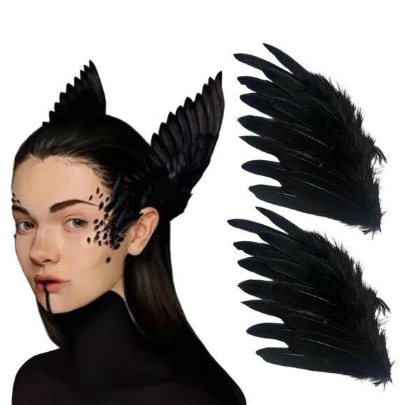 2 Pack Black Feather Hair Clip